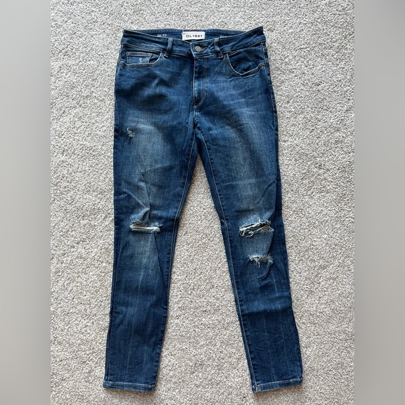 Emma DL1961 Dark Blue Distressed Skinny Legging Jeans - Picture 1 of 3
